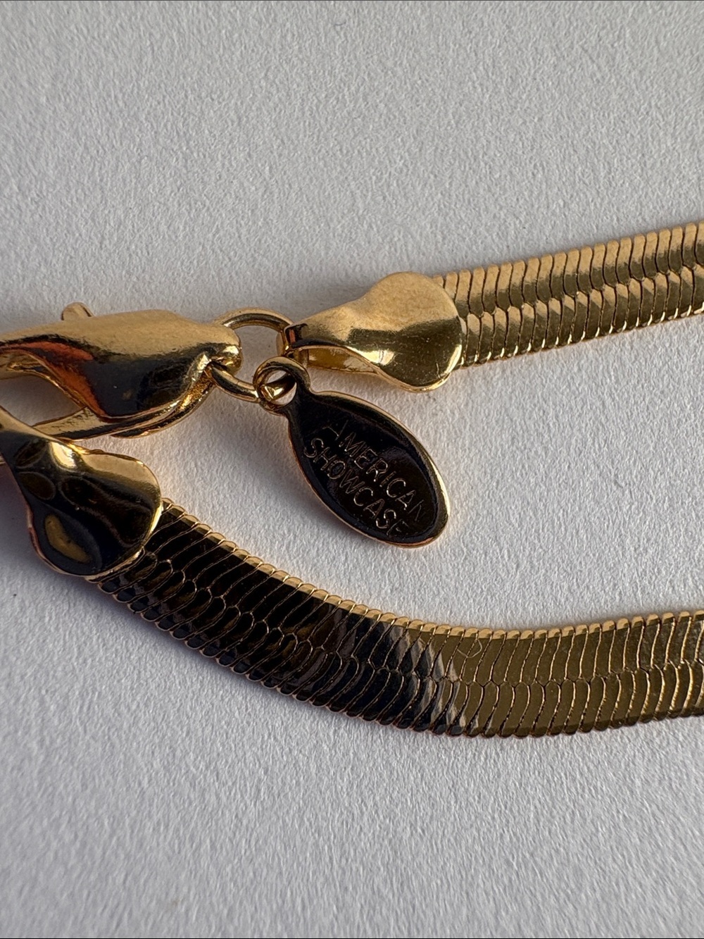 Gold Herringbone Necklace Sleek Flat Chain Women Jewelry - Picture 5 of 5
